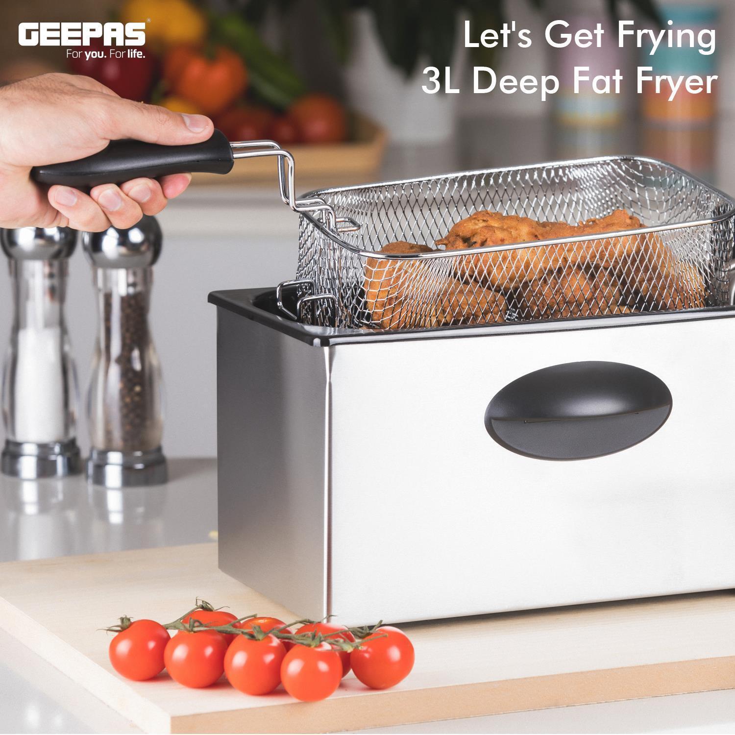 Deep Fat Fryer, 3 Litre Stainless Steel, With Viewing Window And Safety Cut  Out, Non-Slip, Easy Clean And Adjustable Temperature Control, Removable