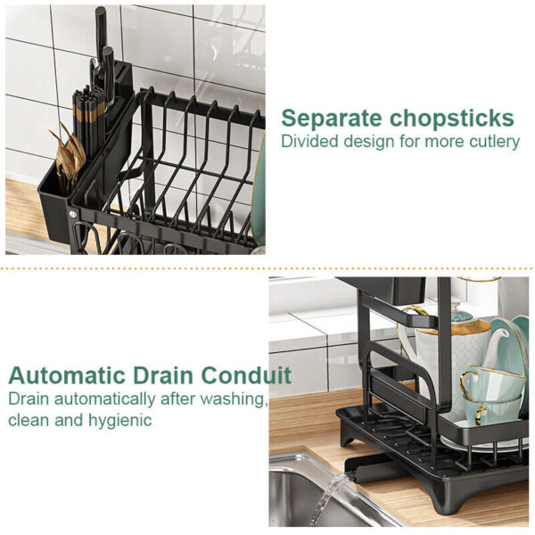 Separated Drain Rack, Dish Drainers Rack With Utensil Holder